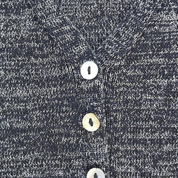 Louben Nordstrom SIZE XL Metallic Black Slinky Cardigan Sweater w MOP Buttons - Picture 2 of 4